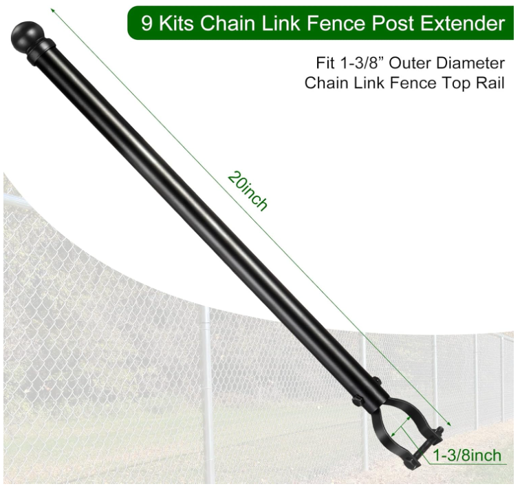 Chain Link Fence Post Extender 20 Inch Fence Extension Height 9 Black