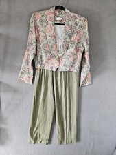 vintage granite Women's 80s floral Crop blazer High-Rise pants set Size Medium