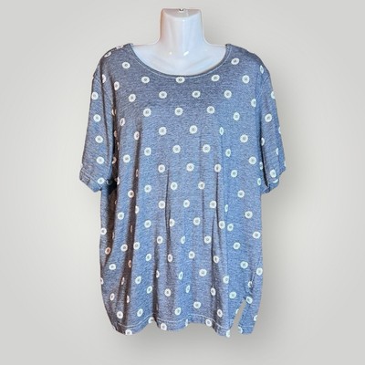 Cathy Daniels Daisy Women 2X plus size short sleeve Blues White Stripe shirt top