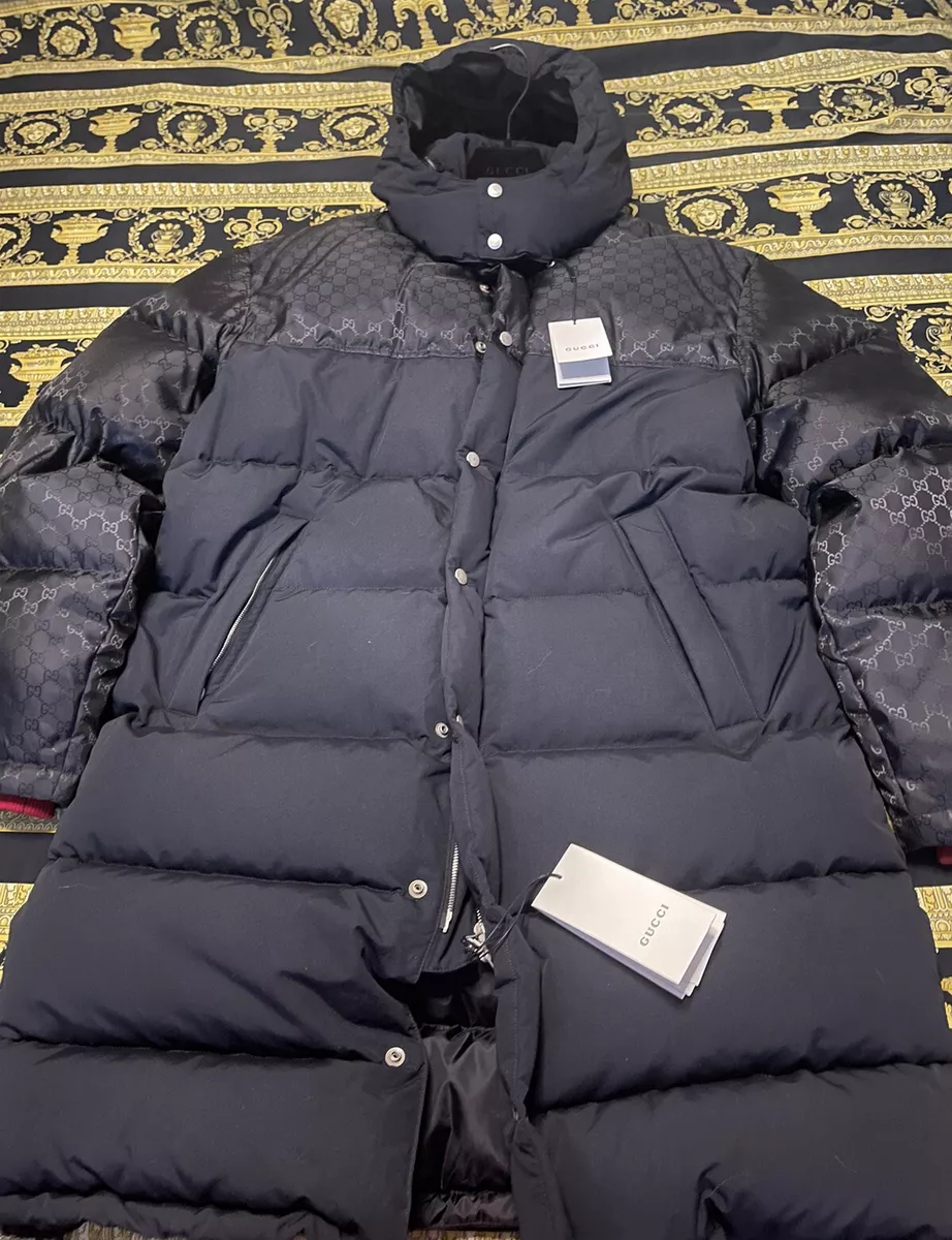 NEW 100% AUTH GUCCI JACKET OVERSIZED PUFFER GG MONOGRAM COAT 52 eBay