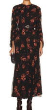 ULLA JOHNSON Noelle Silk Floral Maxi Dress in Valerian/Black (Size 4)