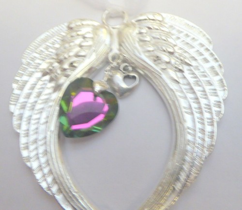 "A Piece of my Heart is in Heaven" Remembrance Rainbow Crystal Hanging Charm - Picture 3 of 5