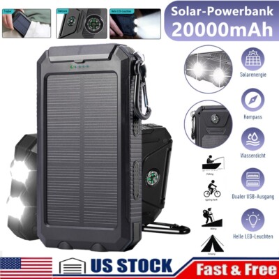 2024 Super 10000000mAh USB Portable Fast Charger Solar Power Bank for Cell Phone