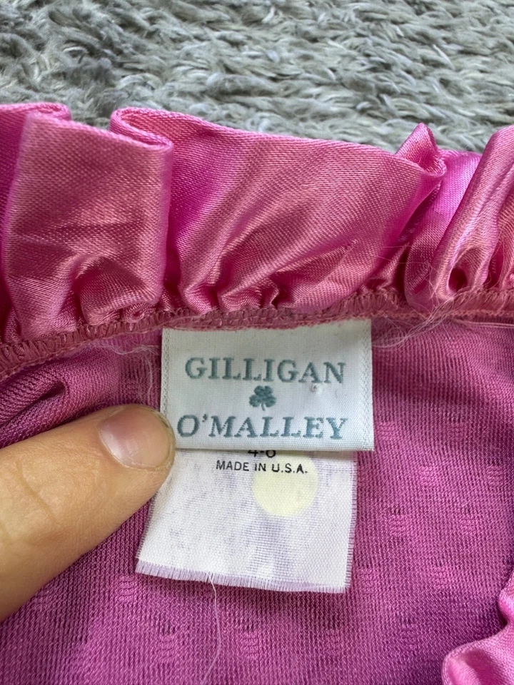 Camisón De Colección Gilligan O'Malley Mujer XS Rosa Terciopelo Lunares Babydoll Chemise Foto 3 de 4