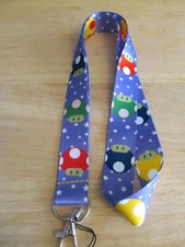 Mario Bros Mushrooms Purple Lanyard MB14 NEW 