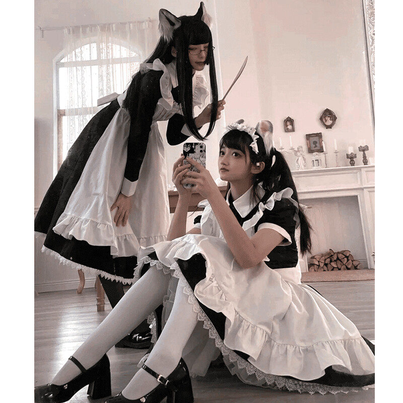 knee length dresses for ladies Anime French Maid Outfit Lolita Cosplay Dress Chinese Traditional Cheongsam  Style Lolita Dress