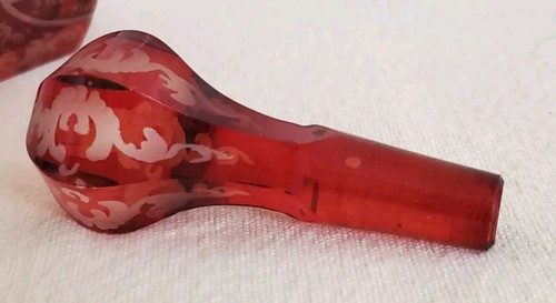 Rare Antique Bohemian Ruby Glass Spa Perfume Bottle Grand Tour Souvenir - Picture 17 of 22