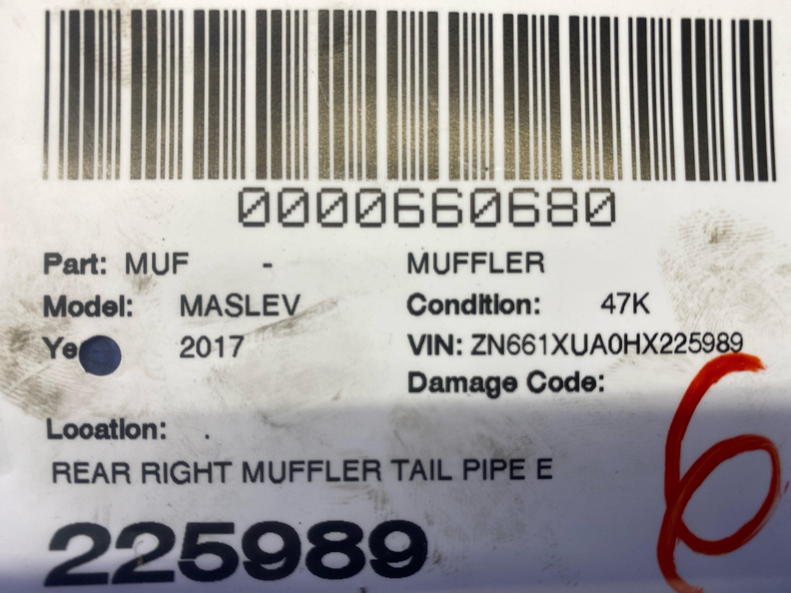 2017-2024 MASERATI LEVANTE RIGHT MUFFLER TAIL PIPE EXHAUST TIP W/ GRILLE *NOTE*