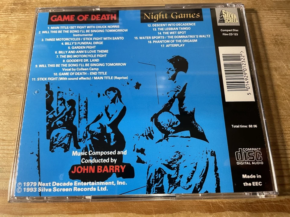 GAME OF DEATH / NIGHT GAMES (John Barry) OOP Silva Screen Soundtrack Score CD EX - Image 2 of 2