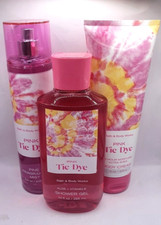 BATH AND BODY WORKS PINK TIE DYE BODY MIST, CREAM  WASH SET OF 3 