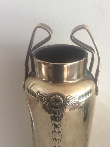 Art Nouveau Kayser Vase Antique Brass Jugendstil German c1890 Signed - Picture 2 of 7