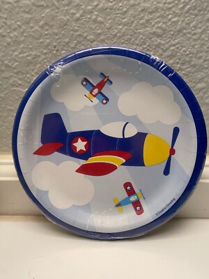Lil' Flyer Airplane Birthday Party 7'' Dessert Paper Plates 8 count