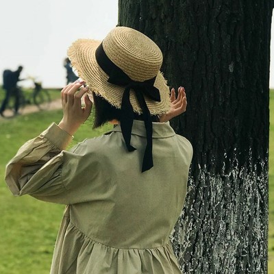 Women Classy Straw Hat With Bow Tie For 