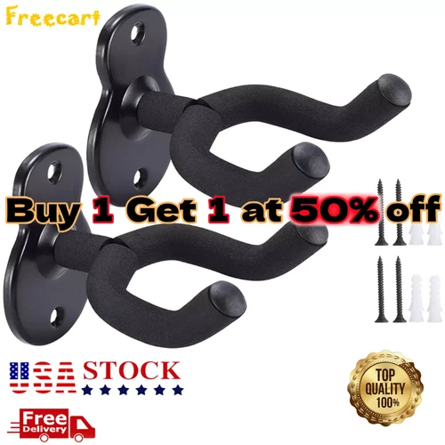 2Pcs Guitar Hangers Rack Adjustable Instrument Display Wall Mount Holder Hook US