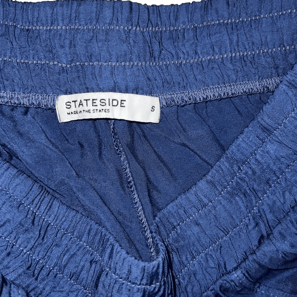 Stateside Blue Wide Leg Elastic Waist Pull-On Pants Pockets USA Made Sz S  Small