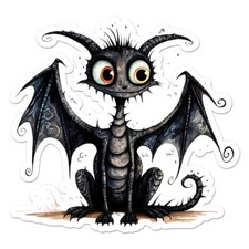 Cute Black Dragon, Vinyl Decal Sticker, Indoor Outdoor, 3 Sizes, 11681