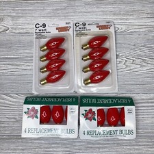 4x C-9 Christmas Replacement Bulbs Red Lights 7 watt 120V, 16 Bulbs Total, New