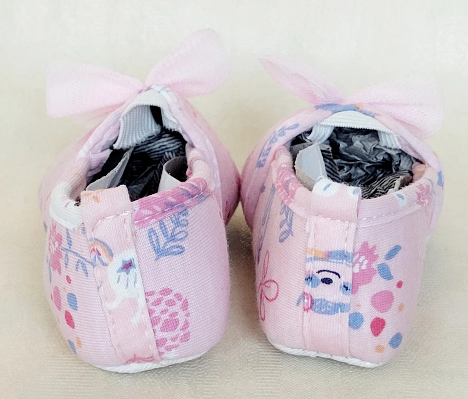 Little Beginnings Rosa Unicornio Estampado Malla Lazo Bebé Niña Zapatos Sin Cordones Talla 12M Foto 4 de 4