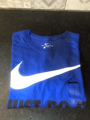 Nike Men's T-Shirt Short Sleeve Tee Just Do It Blue Swoosh Sport Size Small