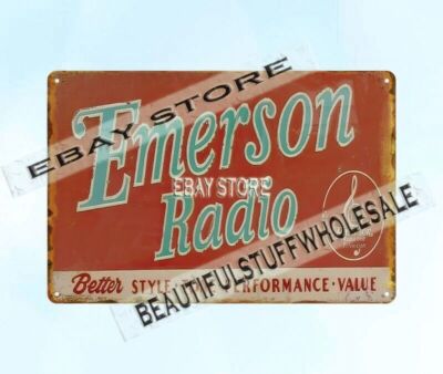 Emerson Radio old-time radio enthusiast gifts metal tin sign funky home decor