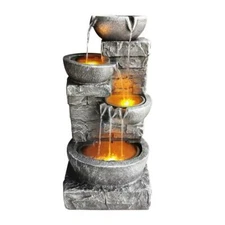 Teamson Home Cascading Waterfall Fountain LED Lights Stone-Texture 33 in. Height