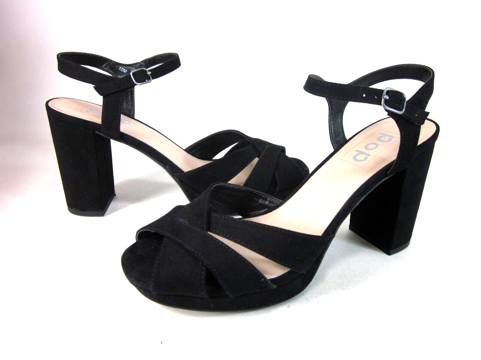 POP WOMEN'S GARCELLE HEELED CASUAL SANDALS,BLACK,US SIZE 10 MEDIUM,NEW/DISPLAY eBay