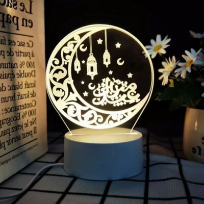 3D Acrylic Eid Ramadan Mubarak LED Night Light Islamic Muslim Table Lamp Decor
