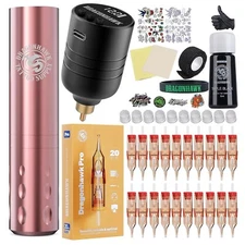 Dragonhawk Tattoo Gun Kit S6 Pro Wireless Tattoo Machine Complete Kit Beginner