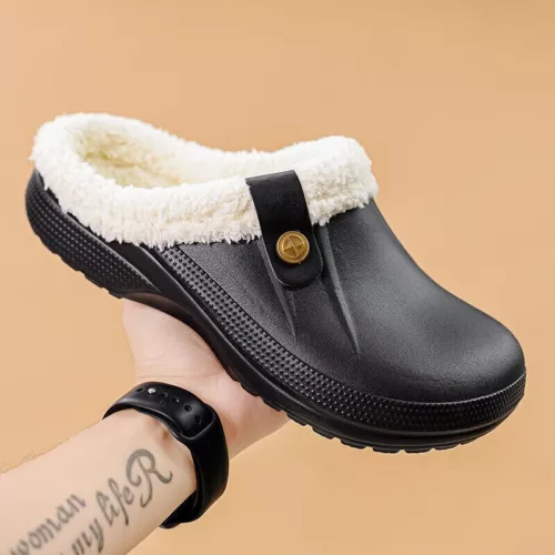 Ciabatte uomo donna classiche foderate calde pelliccia sintetica slip on coppia zoccoli taglia - Foto 11 di 25