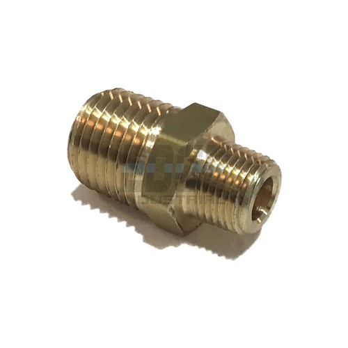 BRASS REDUCING HEX NIPPLE 1/4" x 1/8" MALE NPT MNPT FUEL/AIR/WATER/OIL/GAS WOG