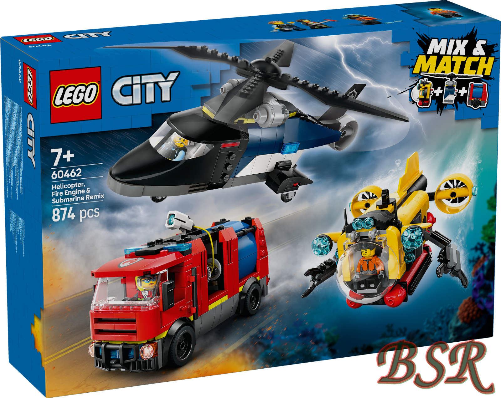 Lego City 60462 Kombinationsset mit Hubschrauber, Löschauto und U-Boot - Bild 6