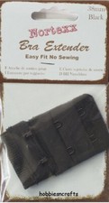 NORTEXX BRA EXTENDER No sew 38mm Black 2 row 2 hook Maternity Shrinkage Weight
