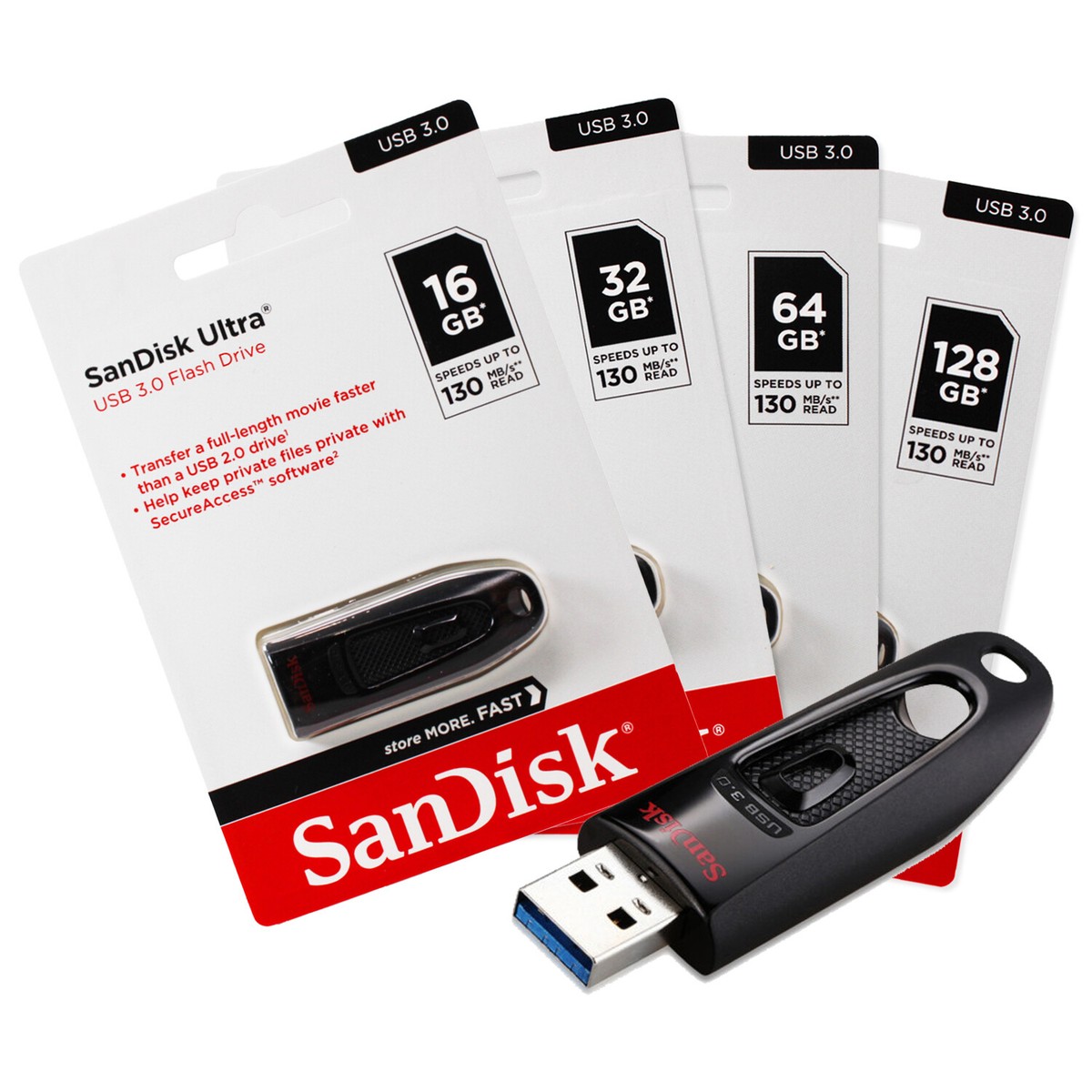 Sandisk Cruzer Ultra 16GB 32GB 64GB 128G USB 3.0 130MB/s Flash - By Lot eBay