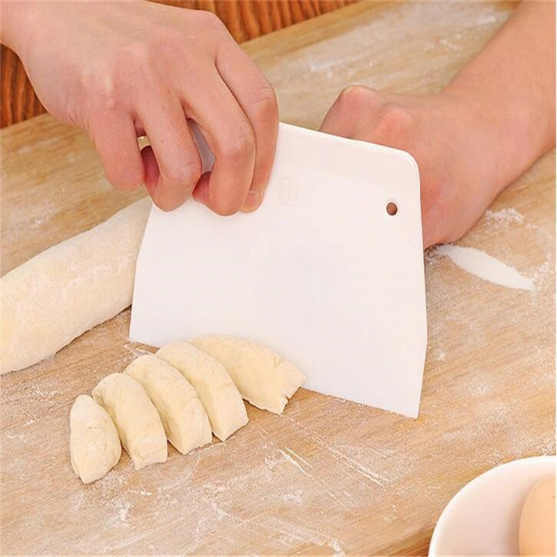 White Hard Plastic Cutter Dough Scraper Trapezoid Shape Cake Bread