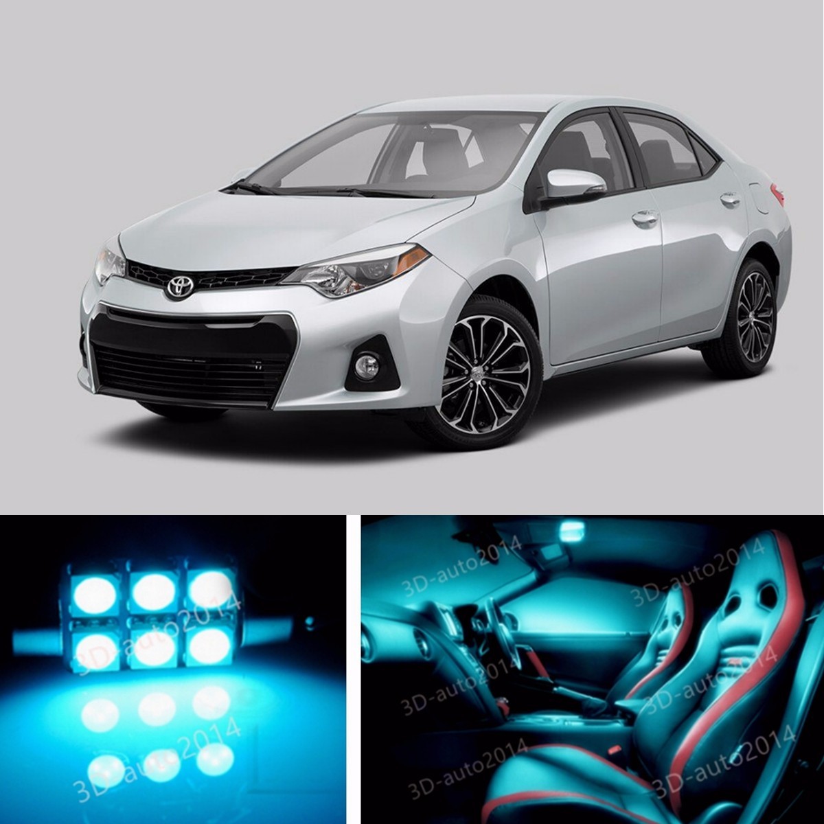 XtremeVision Blue Interior LED Kit For Toyota Corolla 2000-2014 – 14-Piece Kit With Tool