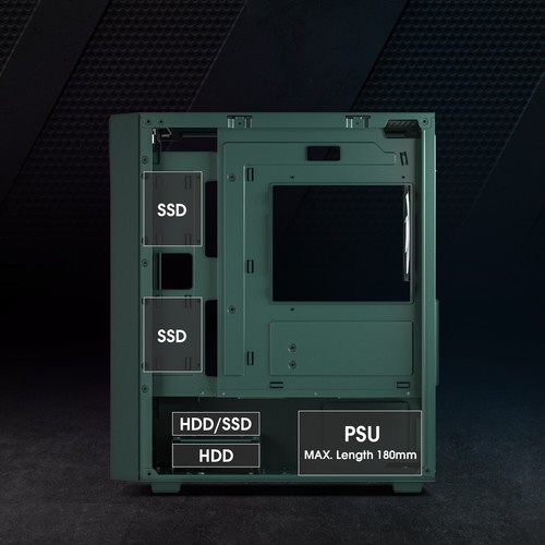 Vetroo M05 Micro ATX MINI ITX Gaming PC Case Tempered Glass w/ ARGB Fan Green - Picture 6 of 8