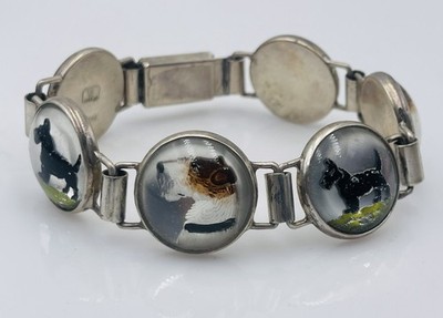 Vincent Simone Sterling Silver Essex Crystal Fox Terrier Scottie Dog Bracelet
