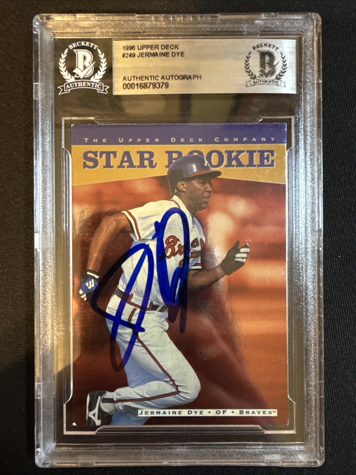 1996 Upper Deck Jermaine Dye Signed Rookie Card 249 BGS Slab Authentic Autograph