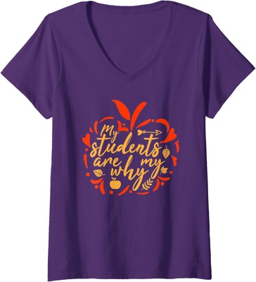 Teacher My Students Are My Why Inspirational School Ladies' V-Neck Tshirt