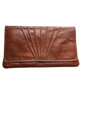 Abraham & Straus Vintage Cognac Leather Foldover Clutch