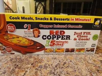 Copper Red 5 Minute Chef Electric Meal Omelet Maker Infused Ceramic Cooker New