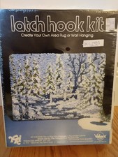 Valiant Crafts Latch Hook Kit 9120 Snow Scene 20" x 27" Vintage 1983 Made in USA