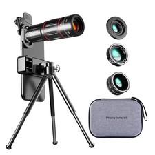 28X HD Cellphone Camera Macro Telescope Zoom Fish Eye Lens Tripod Kit Portable