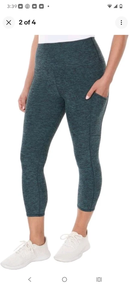 Leggings capri Kirkland Signature para mujer con bolsillos, verdes, L Foto 2 de 3