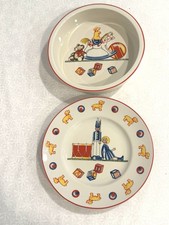 Tiffany  Co 1992 Japan Tiffany Playground Child Dinner Set Plate Bowl Vintage