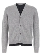 J W Anderson Contrast Layered Cardigan in Grey Wool Cashmere