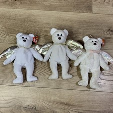 Ty Beanie Babies set of 3 white gold angel plush soft toy bears 