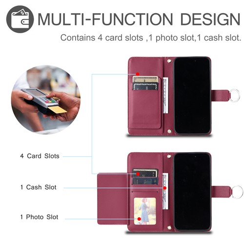 Leather 4 Card Wallet Case Bag Cover Flip Stand Hot Women Girl For Various Phone - Picture 3 of 15