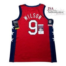 A’ja Wilson Las Vegas Aces Autographed Team USA Jersey JSA Certified