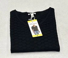 Ella Moss Women's Elbow Sleeve Lightweight Sweater, Black, Size S